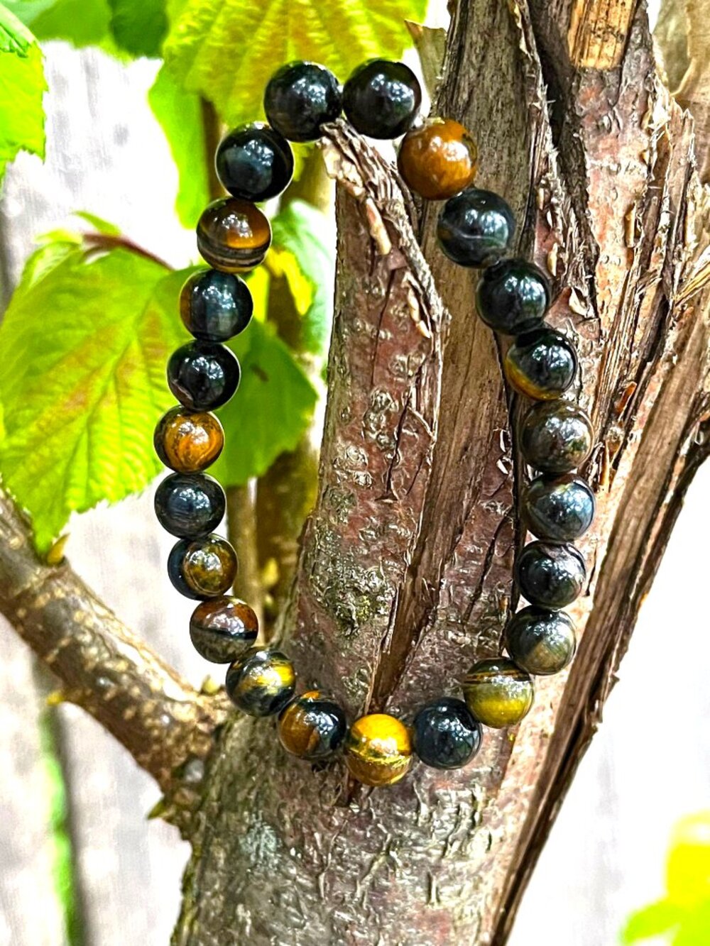 Tiger Eye Gemstone Stretch Bracelet | Handmade - Picture 4 of 6